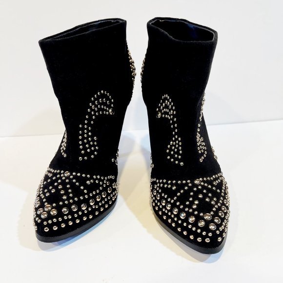 ZARA Studded Boots Faux Suede Trafaluc High Heel Size 7.5 - Picture 5 of 8